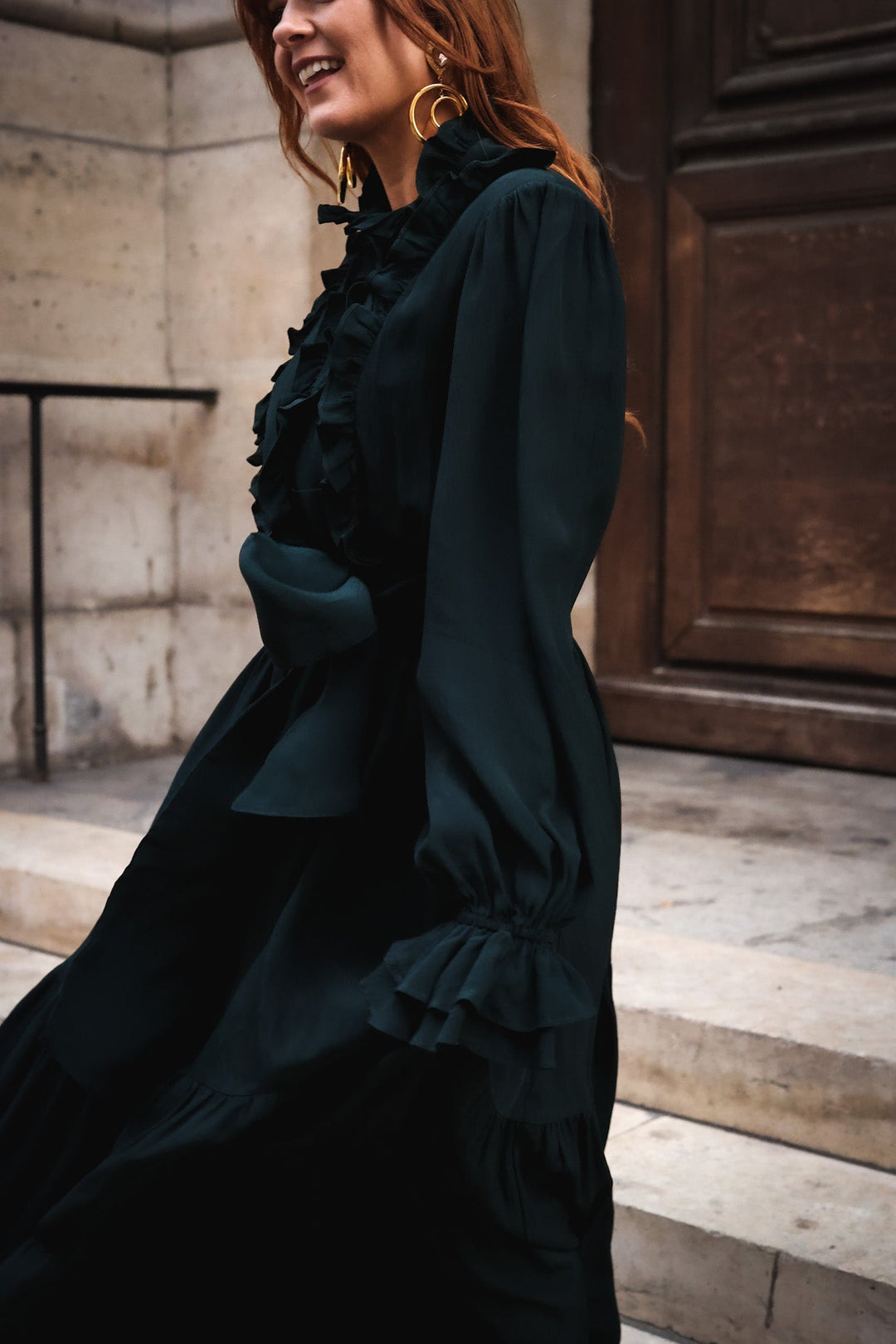 Wow Party Frill Dress Dark Green | Kjoler | Smuk - Dameklær på nett