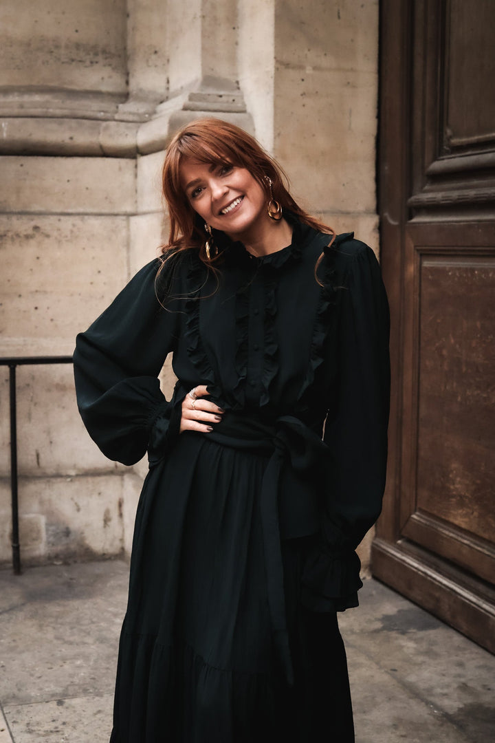Wow Party Frill Dress Dark Green | Kjoler | Smuk - Dameklær på nett