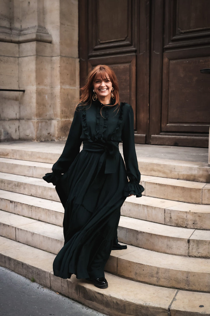 Wow Party Frill Dress Dark Green | Kjoler | Smuk - Dameklær på nett