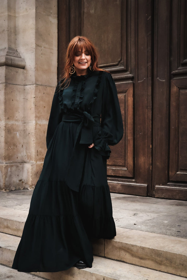 Wow Party Frill Dress Dark Green | Kjoler | Smuk - Dameklær på nett