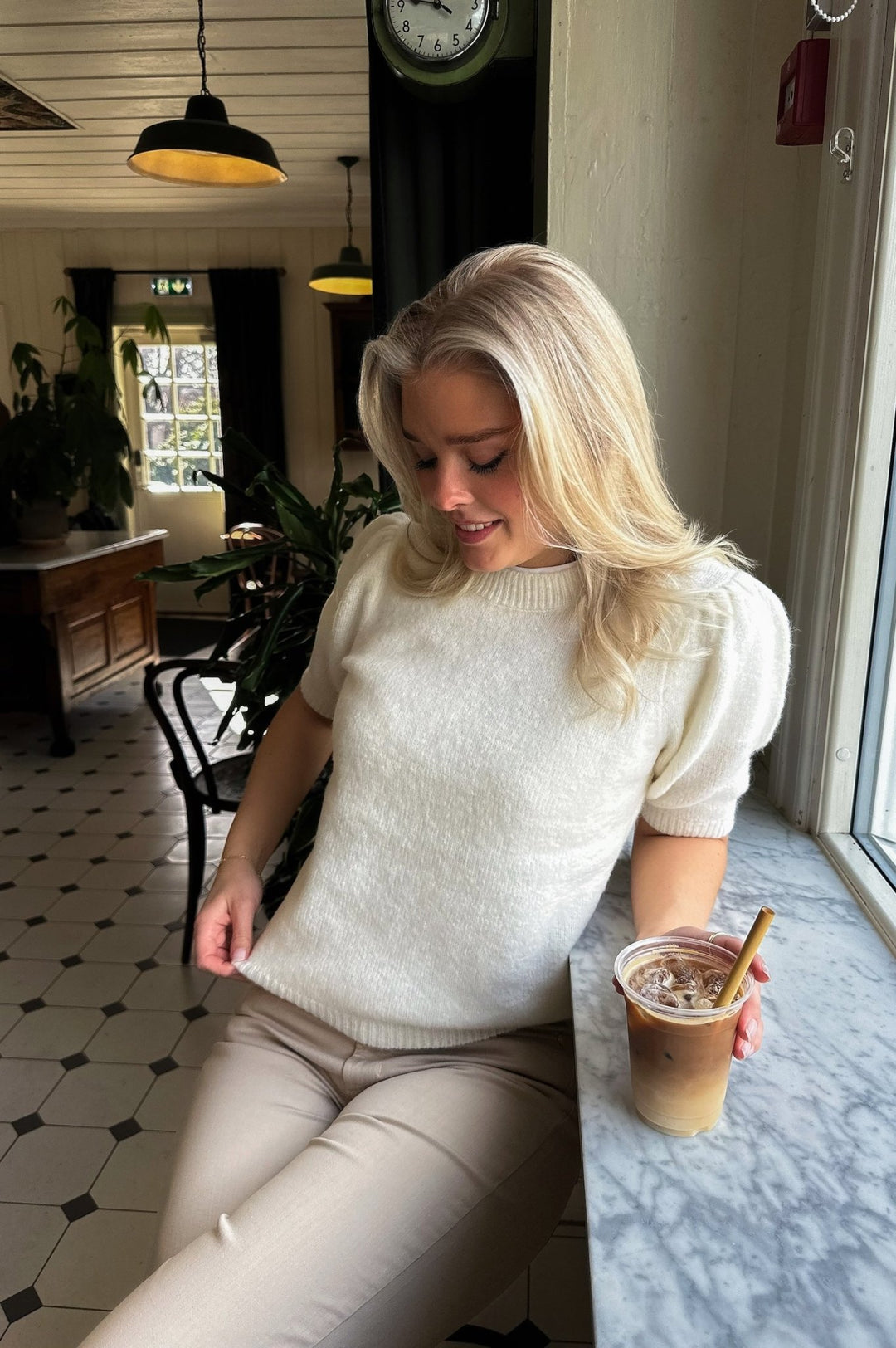 Yasanne Ss Knit Pullover Star White | Genser | Smuk - Dameklær på nett