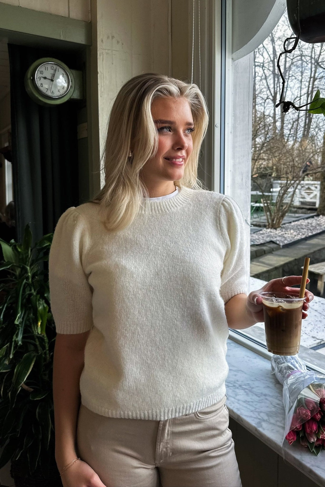 Yasanne Ss Knit Pullover Star White | Genser | Smuk - Dameklær på nett