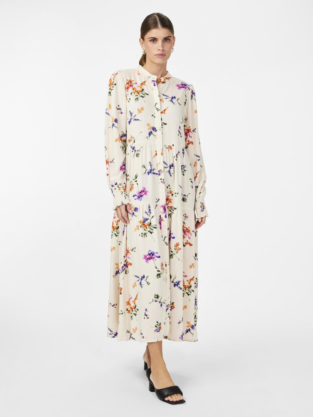 Yasasina Ls Long Shirt Dress Whitecap Gray Botanica Print | Kjoler | Smuk - Dameklær på nett