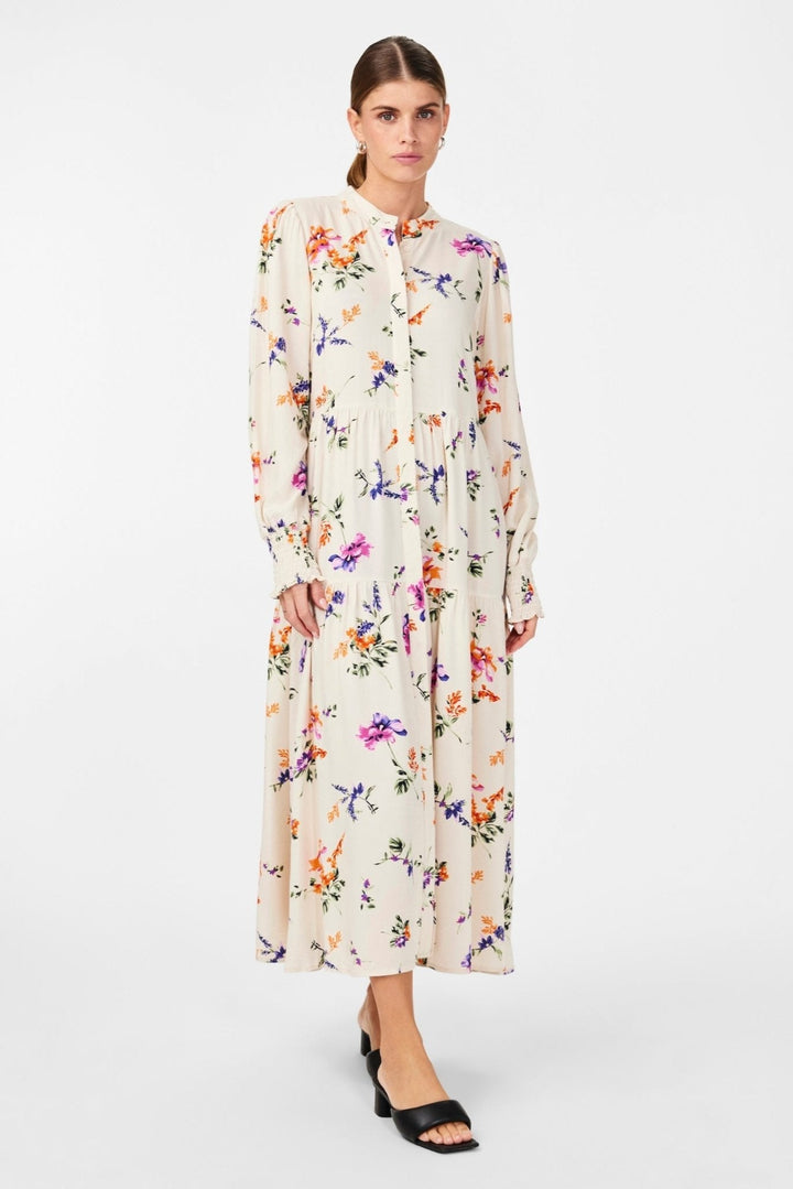 Yasasina Ls Long Shirt Dress Whitecap Gray Botanica Print | Kjoler | Smuk - Dameklær på nett