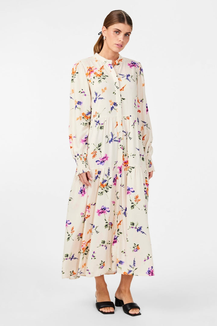 Yasasina Ls Long Shirt Dress Whitecap Gray Botanica Print | Kjoler | Smuk - Dameklær på nett
