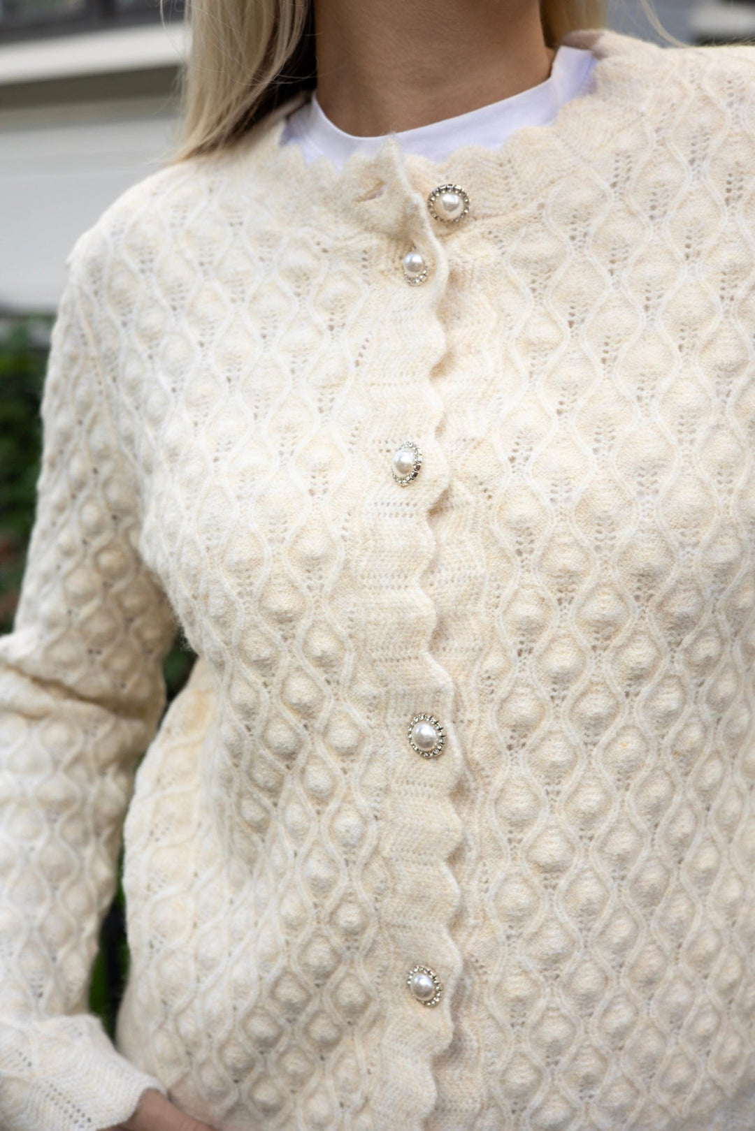 Yasbubble Ls Knit Cardigan Birch