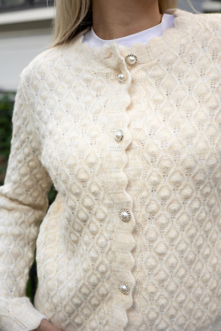 Yasbubble Ls Knit Cardigan Birch