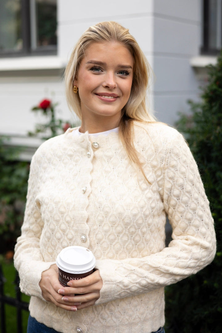 Yasbubble Ls Knit Cardigan Birch
