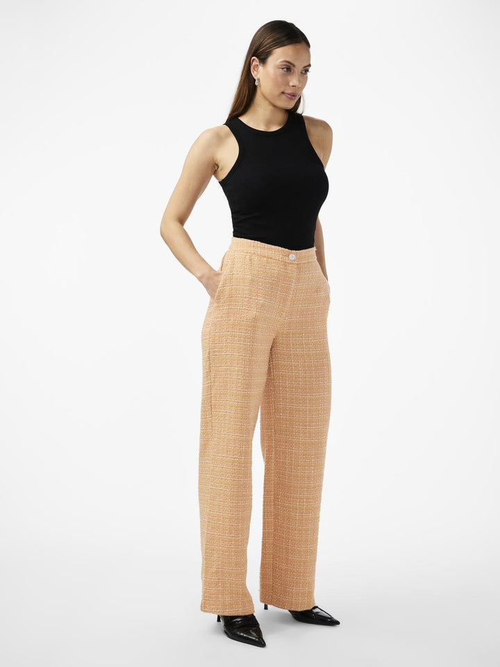 Yasbuca Hmw Bouclé Pant Birch Mock Orange And Potpourri | Bukser | Smuk - Dameklær på nett