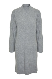 Yasemilie Ls Funnel Knit Dress Light Grey Melange