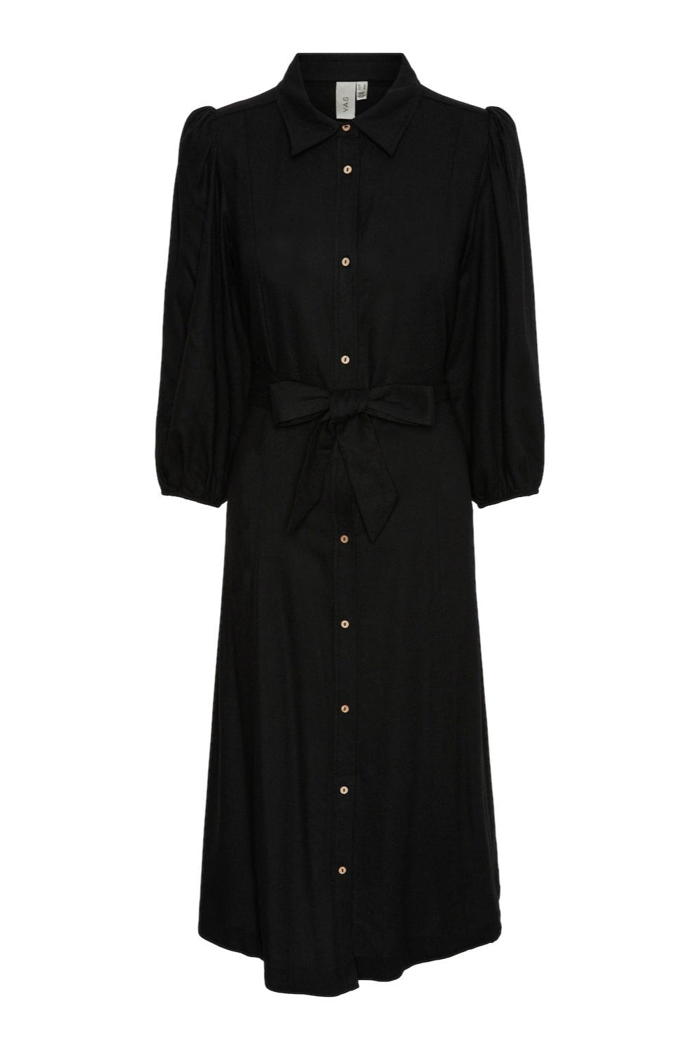 Yasflaxy 3/4 Linen Shirt Dress Black | Kjoler | Smuk - Dameklær på nett