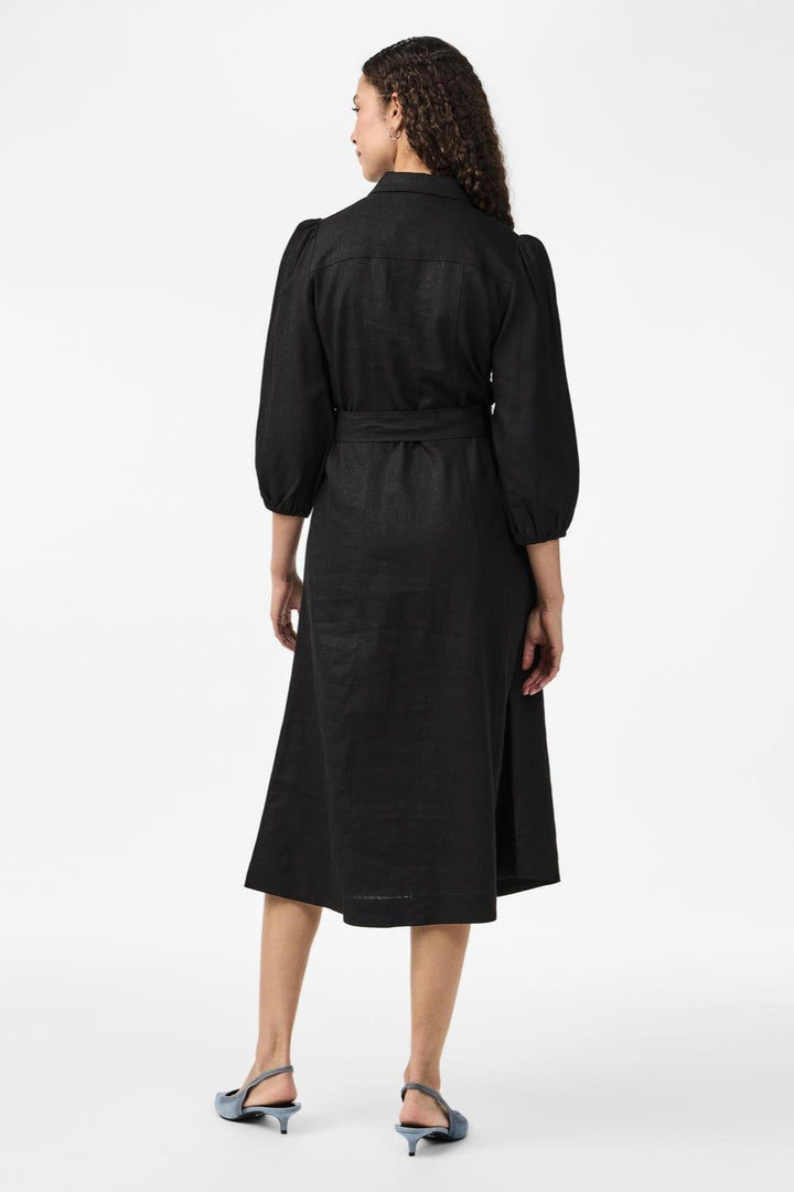Yasflaxy 3/4 Linen Shirt Dress Black | Kjoler | Smuk - Dameklær på nett