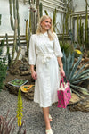 Flaxy 3/4 Linen Shirt Dress Star White