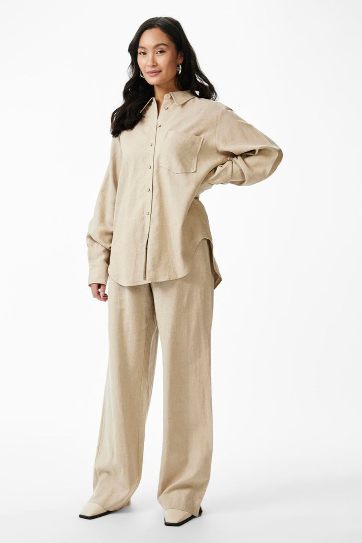 Yasflaxy Ls Linen Shirt Birch | Skjorter og bluser | Smuk - Dameklær på nett