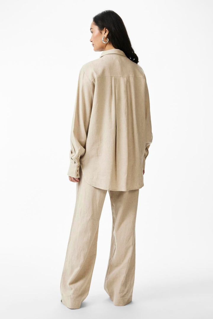 Yasflaxy Ls Linen Shirt Birch | Skjorter og bluser | Smuk - Dameklær på nett
