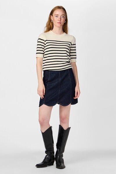Yaslena Ss Knit Pullover Birch Black Stripes | Genser | Smuk - Dameklær på nett