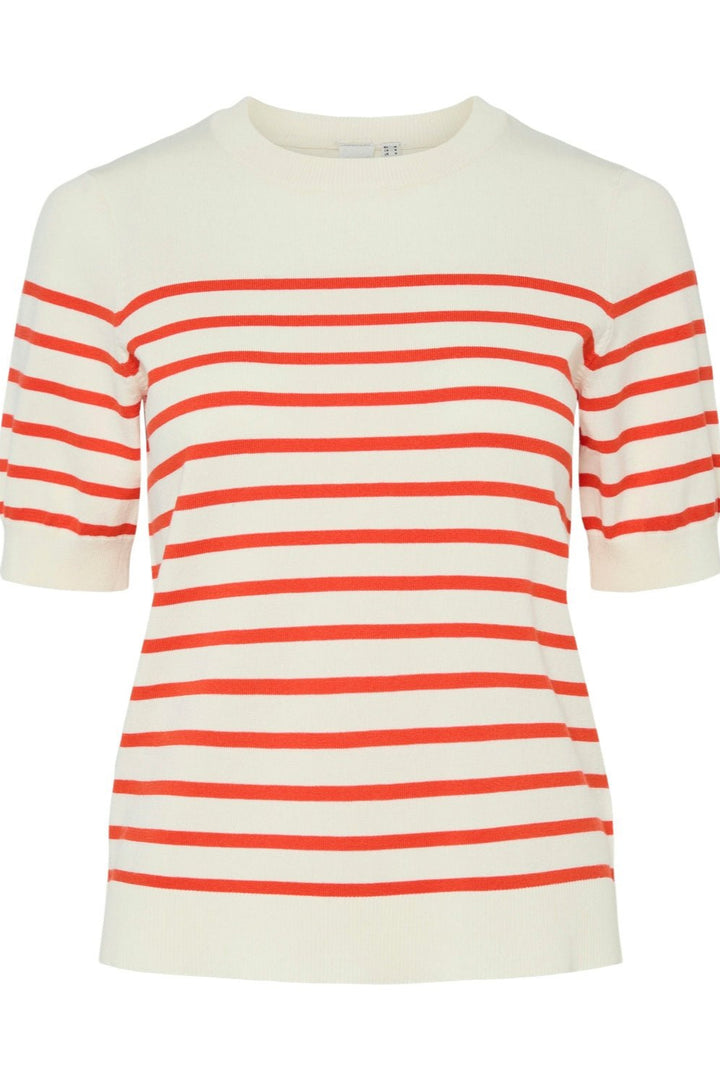 Yaslena Ss Knit Pullover Birch Cherry Tomato Stripes | Genser | Smuk - Dameklær på nett