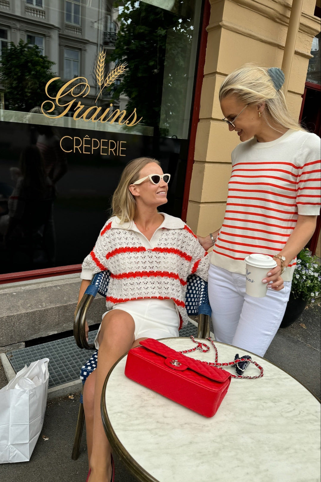 Yaslena Ss Knit Pullover Birch Cherry Tomato Stripes | Genser | Smuk - Dameklær på nett