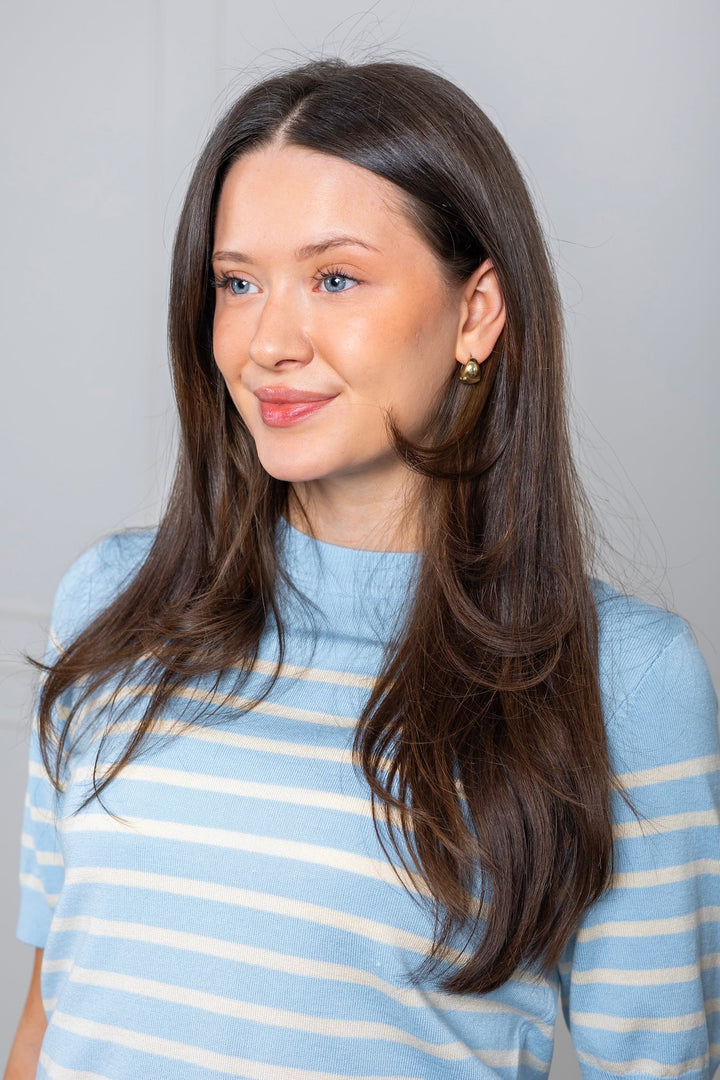 Yaslena Ss Knit Pullover Clear Sky Birch Stripes | Genser | Smuk - Dameklær på nett