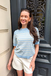 Yaslena Ss Knit Pullover Clear Sky Birch Stripes