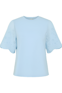 Yaslex Ss Top W. Emb Sleeves Clear Sky