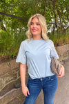 Yaslex Ss Top W. Emb Sleeves Clear Sky