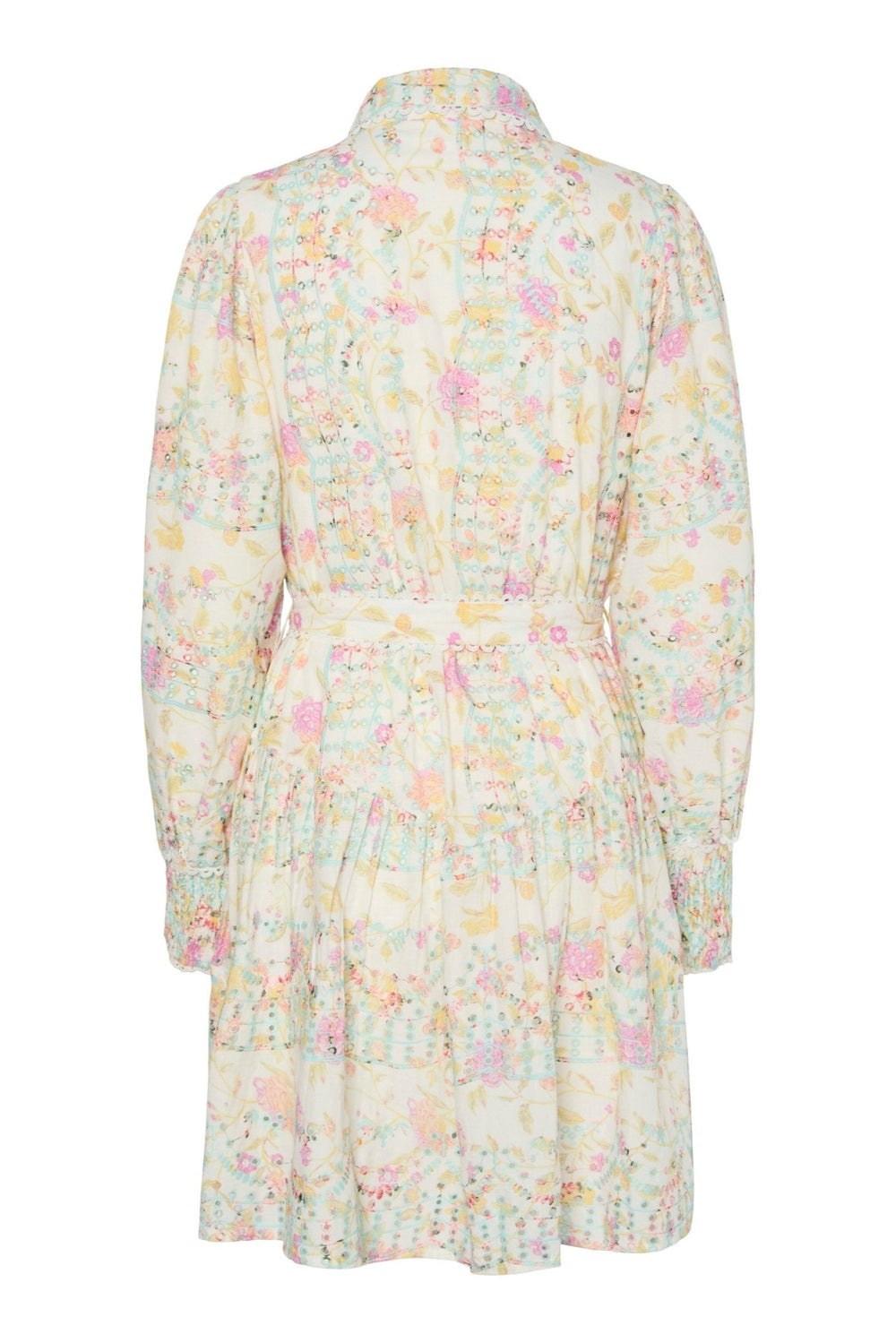 Yasmellia Ls Embroidered Dress Whitecap Gray Mellia Aop | Kjoler | Smuk - Dameklær på nett