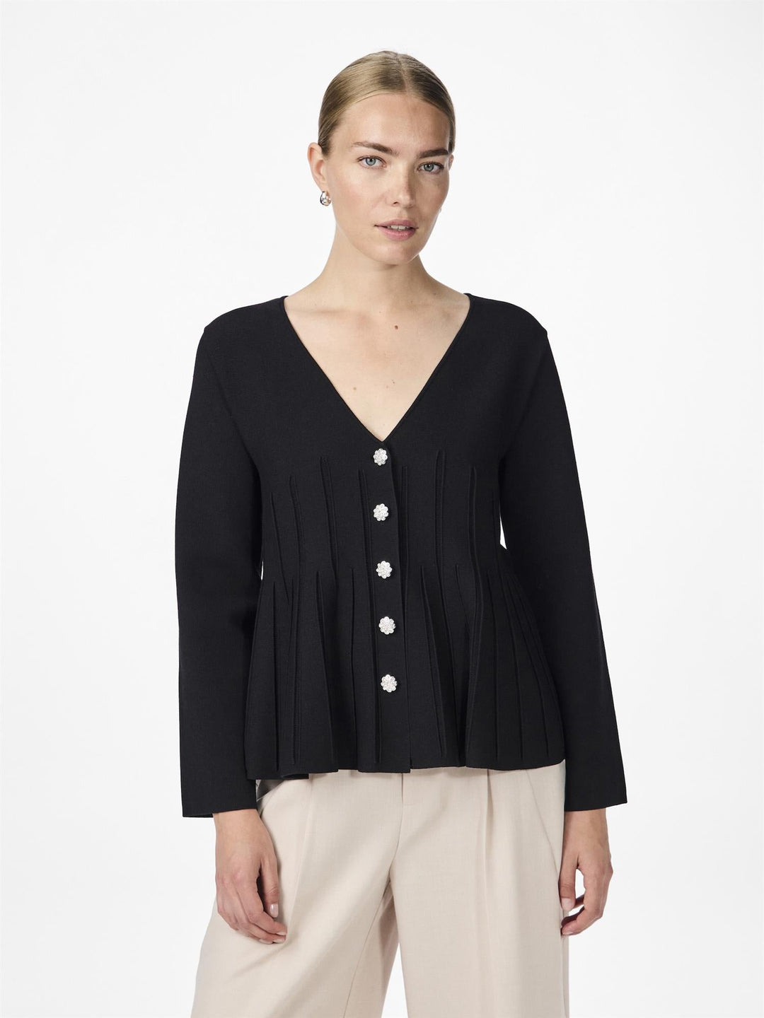 Yasmikka Ls Knit Cardigan Black | Genser | Smuk - Dameklær på nett