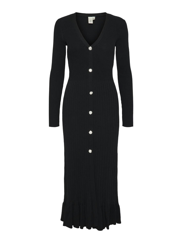 Yasmikke Ls Midi Knit Dress Black | Kjoler | Smuk - Dameklær på nett