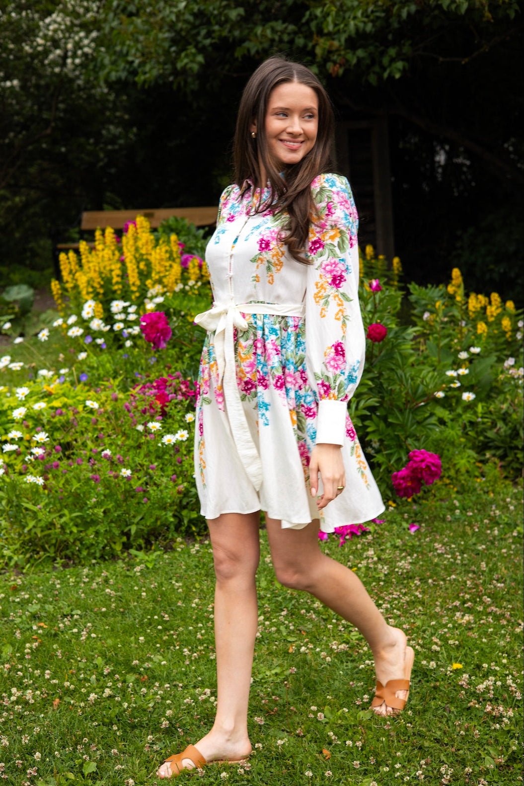 Yasrosie Ls Dress Birch Rosie Print | Kjoler | Smuk - Dameklær på nett