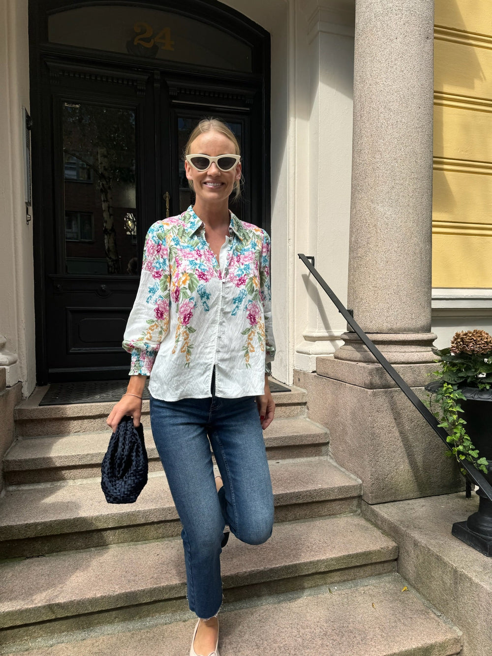 Yasrosie Ls Shirt Birch Rosie Print | Skjorter og bluser | Smuk - Dameklær på nett