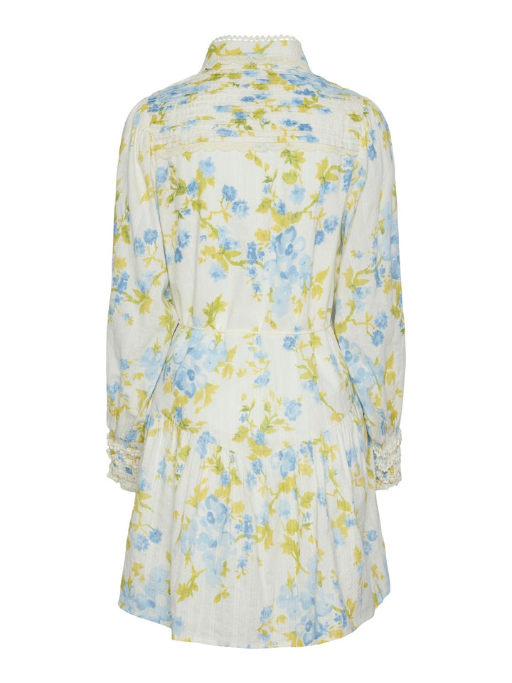 Yassomelli Ls Shirt Dress Fest Birch W. Blue Flowers | Kjoler | Smuk - Dameklær på nett