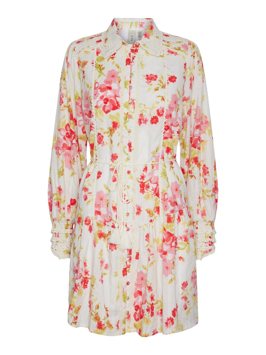 Yassomelli Ls Shirt Dress Fest Birch W. Red Flowers | Kjoler | Smuk - Dameklær på nett