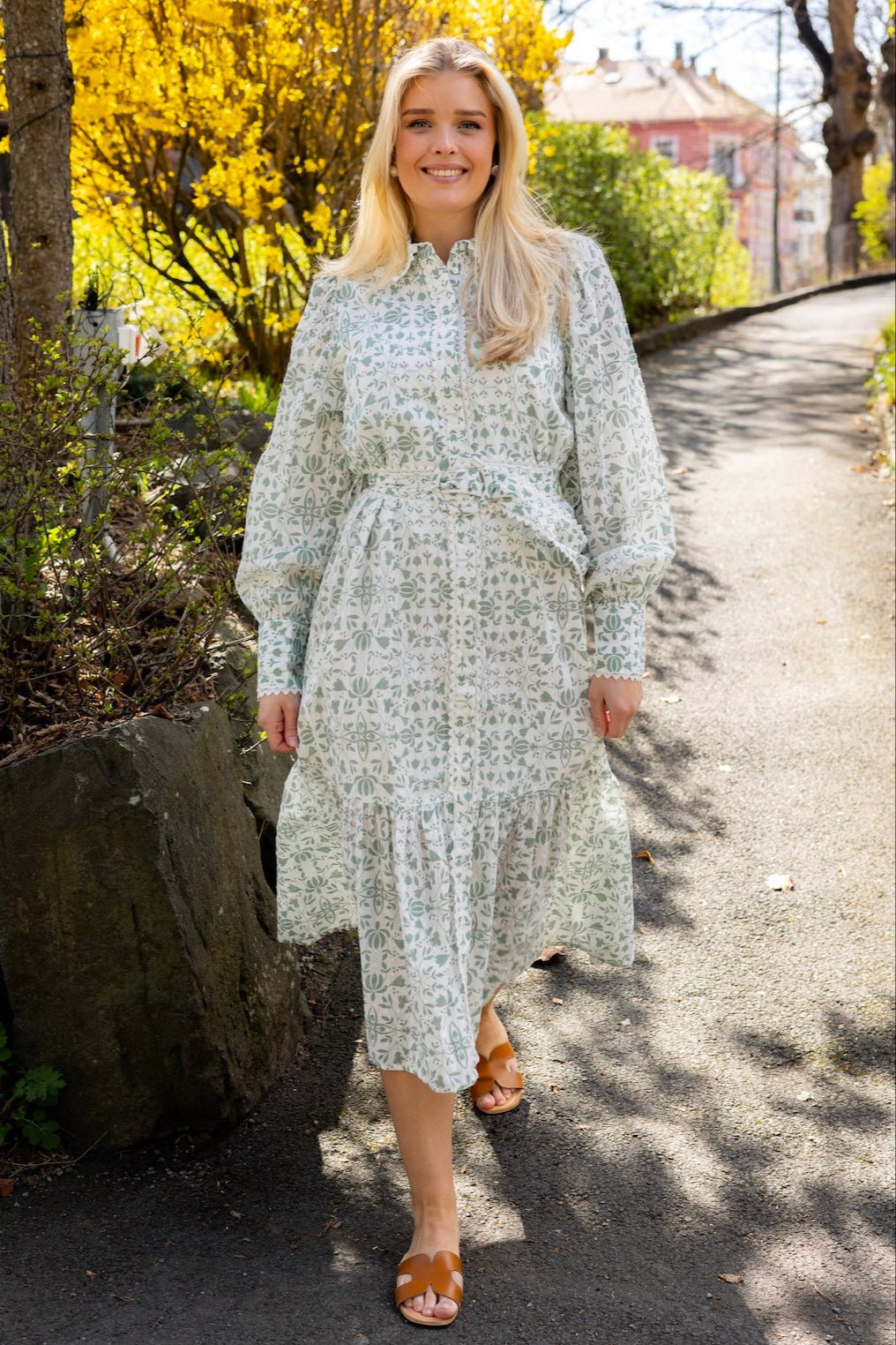 Yasvips Ls Long Shirt Dress Iceberg Green Vips Print | Kjoler | Smuk - Dameklær på nett