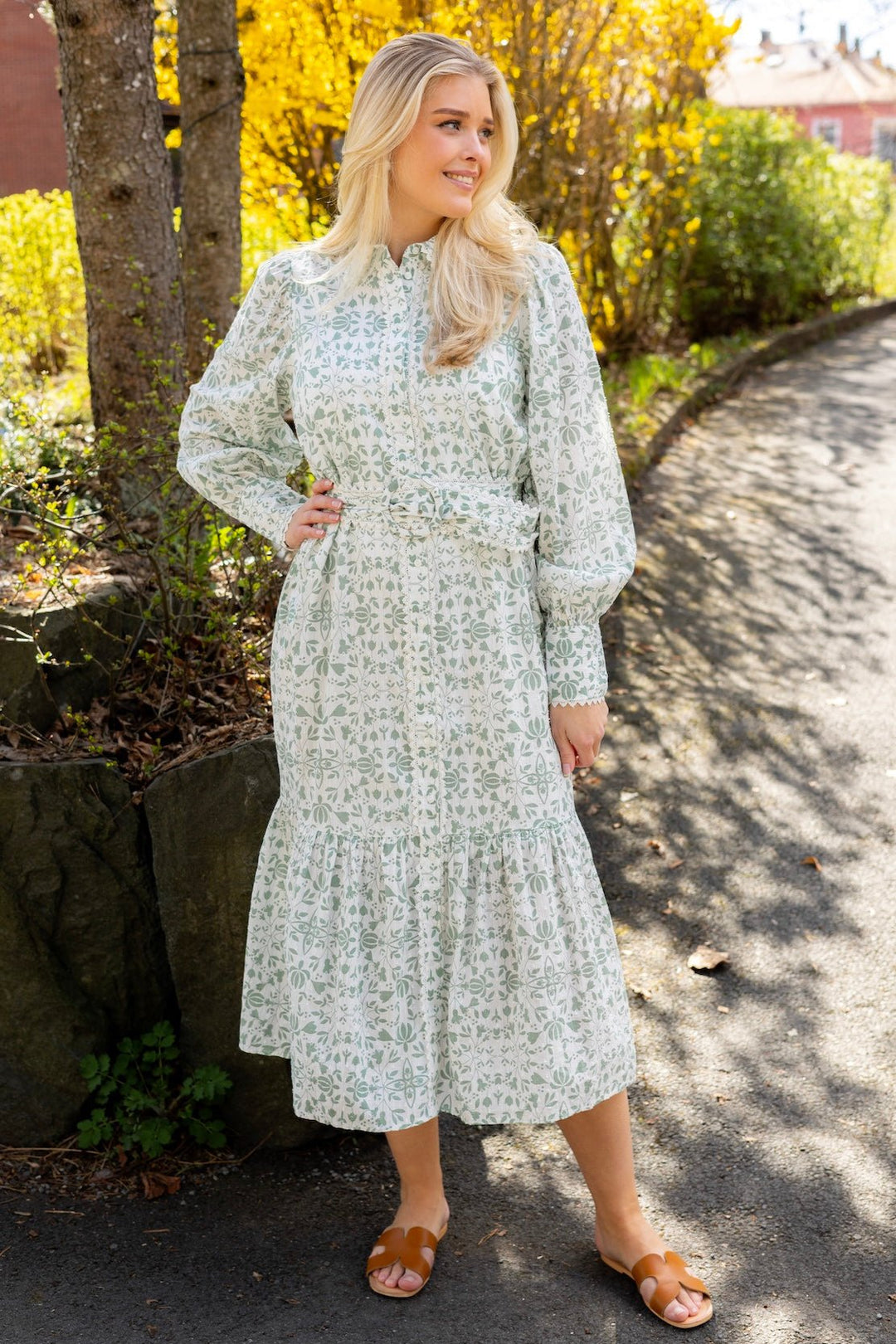 Yasvips Ls Long Shirt Dress Iceberg Green Vips Print | Kjoler | Smuk - Dameklær på nett