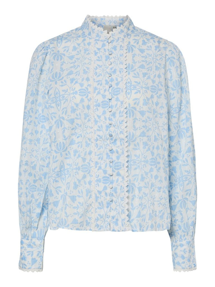 Yasvips Ls Shirt Clear Sky Vips Print | Skjorter og bluser | Smuk - Dameklær på nett