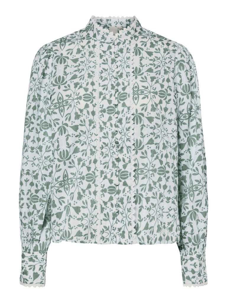 Yasvips Ls Shirt Iceberg Green Vips Print | Skjorter og bluser | Smuk - Dameklær på nett