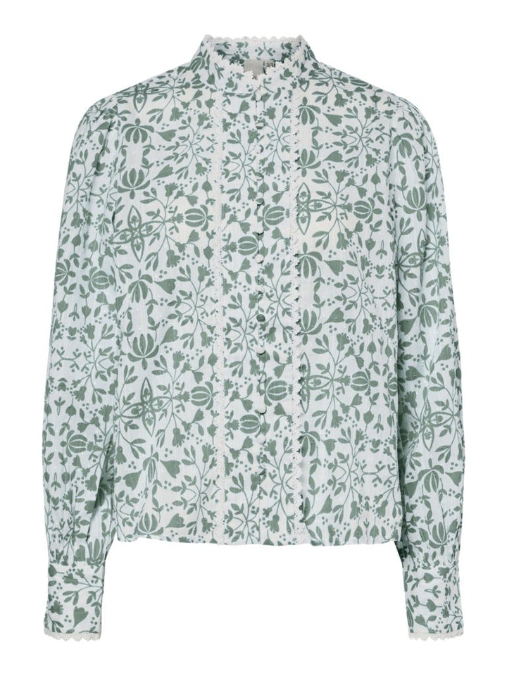 Yasvips Ls Shirt Iceberg Green Vips Print | Skjorter og bluser | Smuk - Dameklær på nett