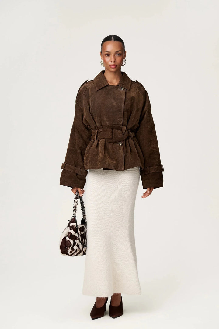 York Cropped Trench Coat Brown | Yttertøy | Smuk