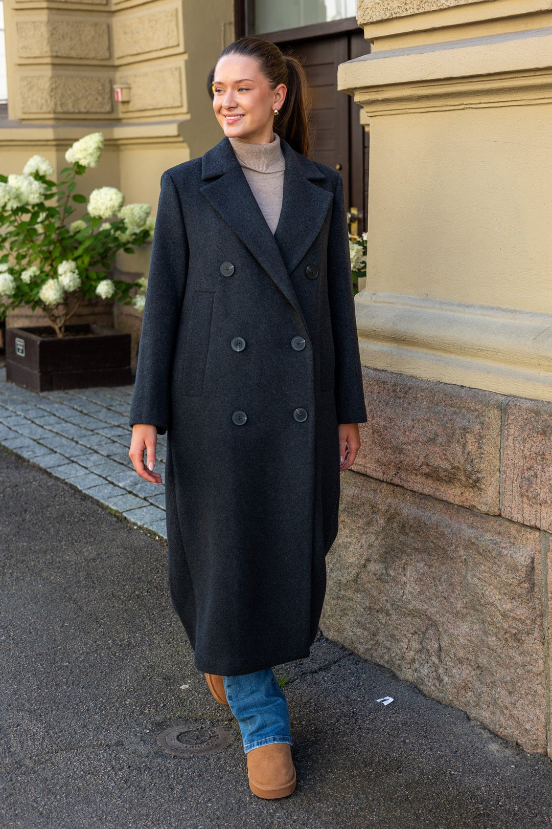 Yunahiw Long Coat Dark Grey Melange | Yttertøy | Smuk - Dameklær på nett