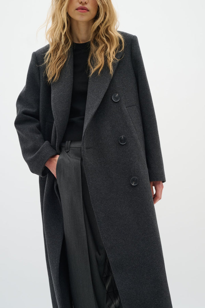 Yunahiw Long Coat Dark Grey Melange | Yttertøy | Smuk - Dameklær på nett