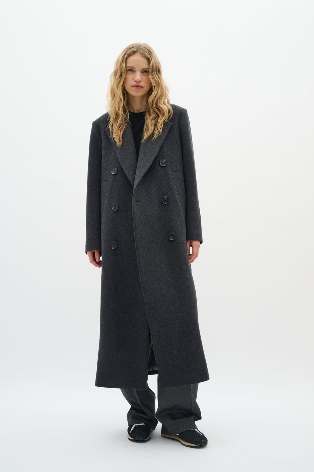 Yunahiw Long Coat Dark Grey Melange | Yttertøy | Smuk - Dameklær på nett