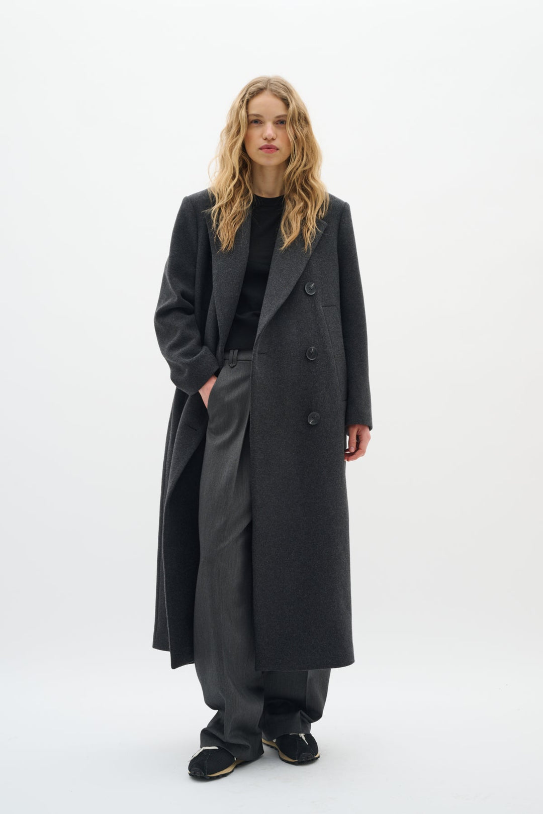 Yunahiw Long Coat Dark Grey Melange | Yttertøy | Smuk - Dameklær på nett