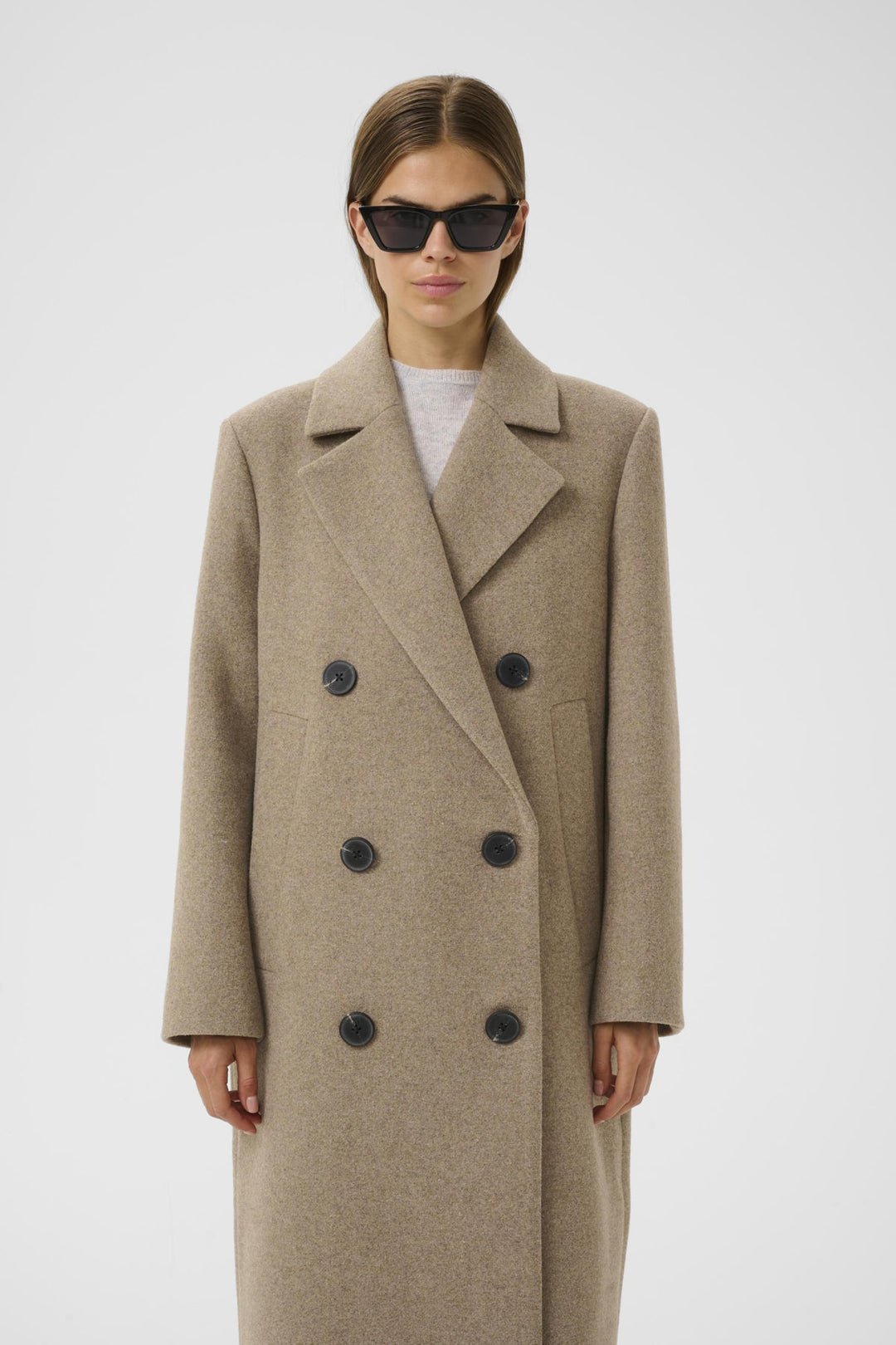 Yunahiw Long Coat Sandy Grey Melange | Yttertøy | Smuk - Dameklær på nett