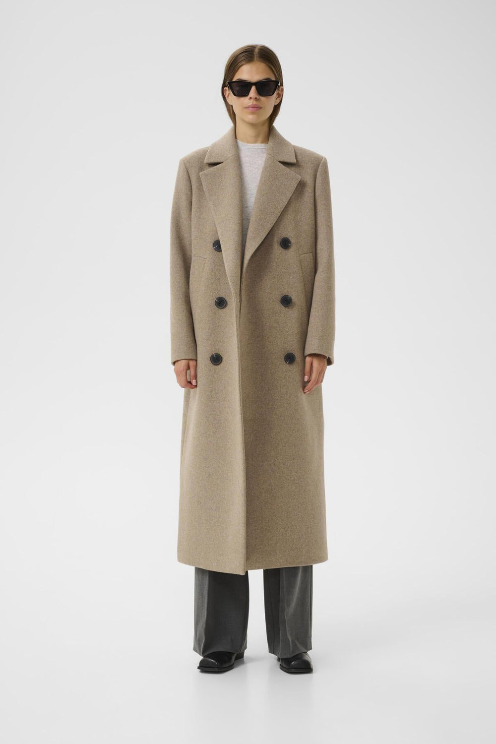 Yunahiw Long Coat Sandy Grey Melange | Yttertøy | Smuk - Dameklær på nett