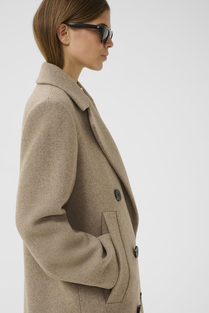 Yunahiw Long Coat Sandy Grey Melange | Yttertøy | Smuk - Dameklær på nett