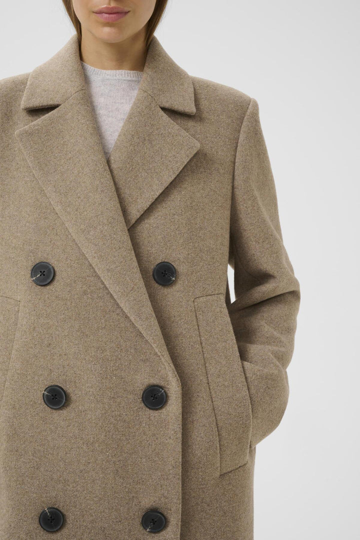 Yunahiw Long Coat Sandy Grey Melange | Yttertøy | Smuk - Dameklær på nett