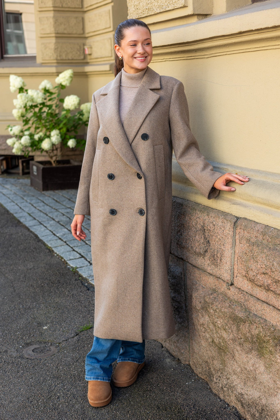 Yunahiw Long Coat Sandy Grey Melange | Yttertøy | Smuk - Dameklær på nett