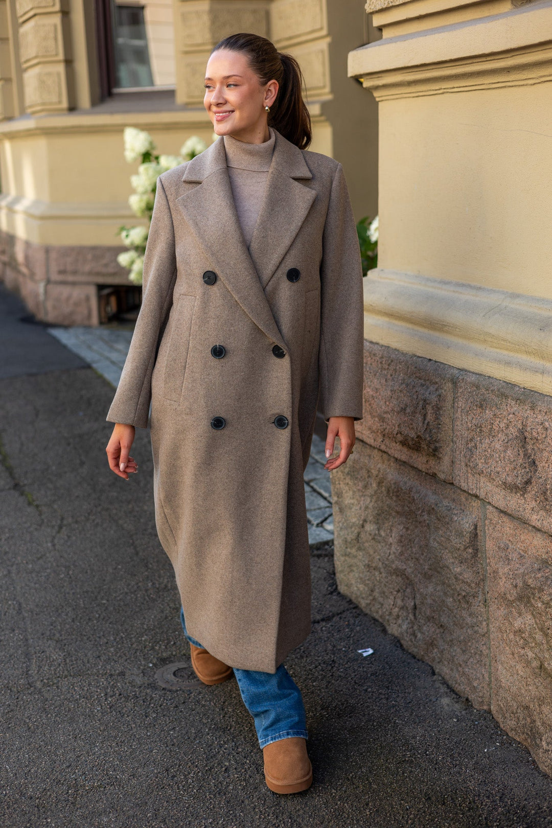 Yunahiw Long Coat Sandy Grey Melange | Yttertøy | Smuk - Dameklær på nett