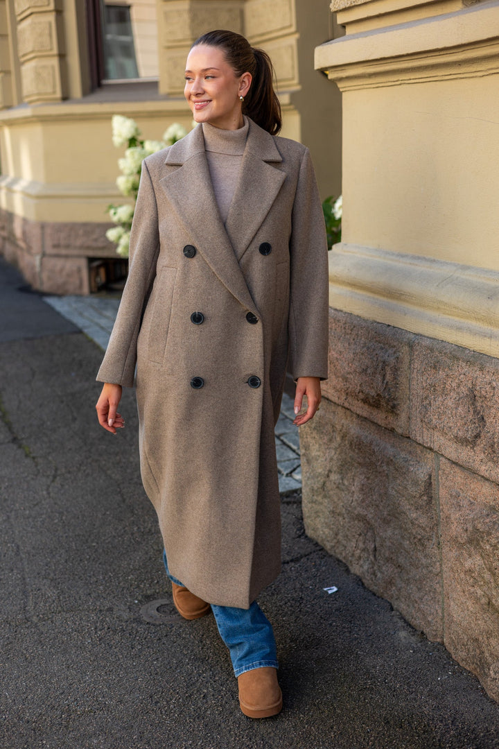 Yunahiw Long Coat Sandy Grey Melange | Yttertøy | Smuk - Dameklær på nett